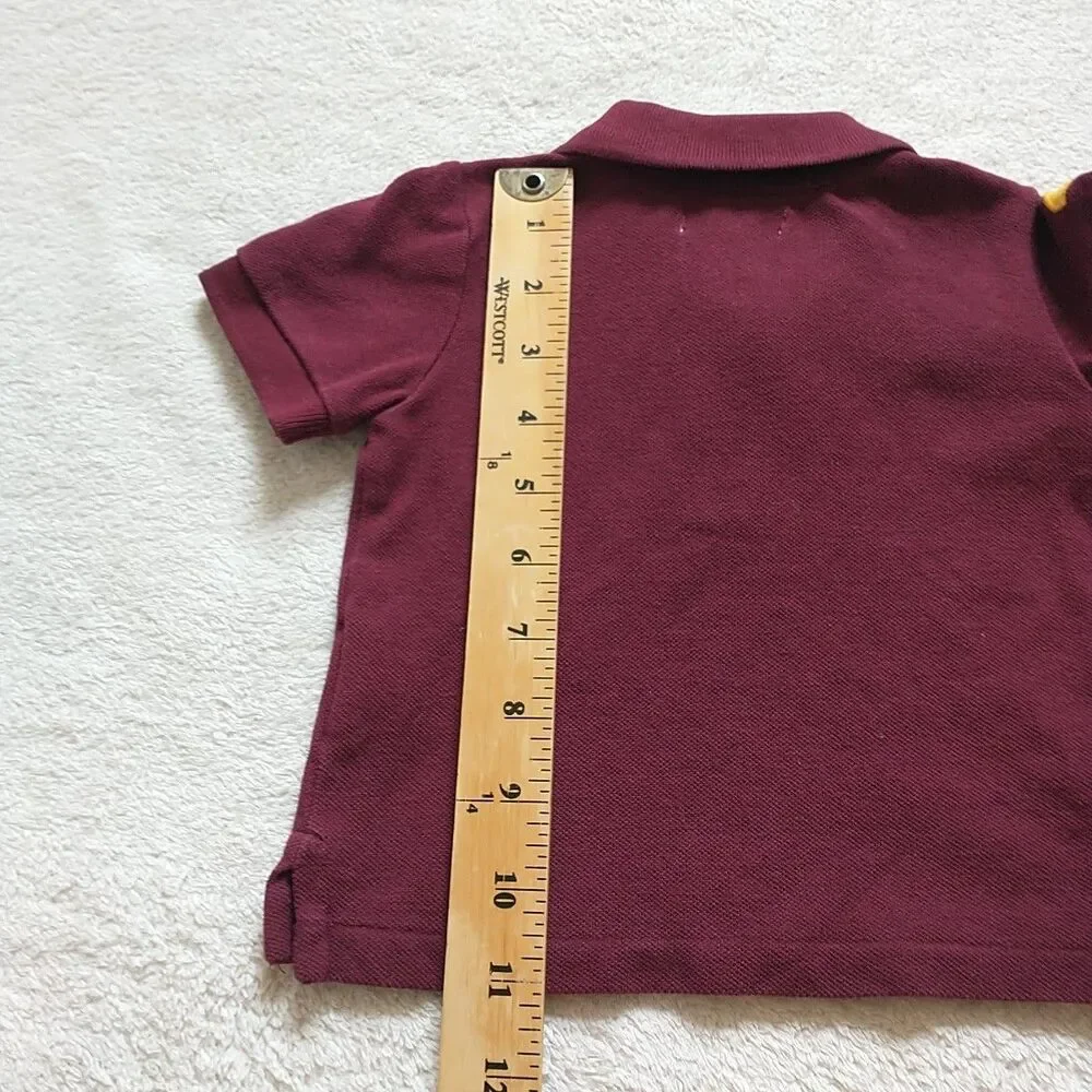 Ralph Lauren Polo Shirt Baby Boy 6M Red Burgundy Big Yellow Pony 3 Preppy
